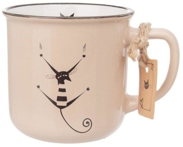 Kubek Ceramiczny kot kotek z uchem 370 ml do kawy herbaty