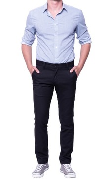 Мужские брюки чинос черные гладкие, размер 90 см, L:32.