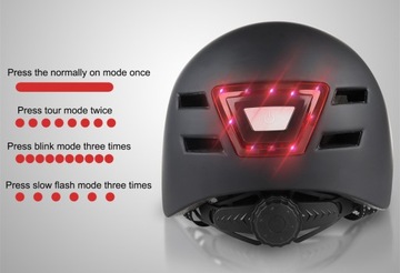 ВЕЛОСИПЕДНЫЙ ШЛЕМ ЖЕНСКИЙ МУЖСКОЙ, СПОРТИВНЫЙ, РЕГУЛИРУЕМЫЙ, СВЕТОДИОДНАЯ ПОДСВЕТКА, 58-61см, черный