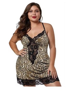 SEXY DRAPIEŻNA CENTKOWANA HALECZKA W PANTERKĘ PLUS SIZE 6XL