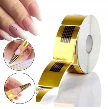 NAIL FORMS узкие золотые шаблоны для наращивания ногтей 500 шт.