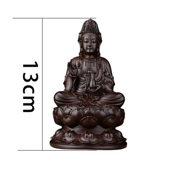 Drewniana statua Guan Yin Figurka kultu Feng czarna