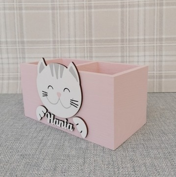 DUŻY przybornik na kredki, 100% DREWNO,IMIĘ gratis