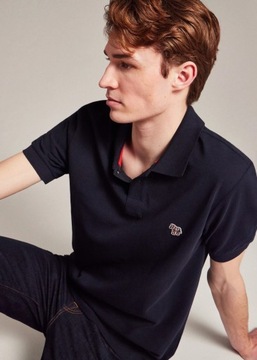 Koszulka polo męska z dzianiny pique premium Paul Smith granatowa M