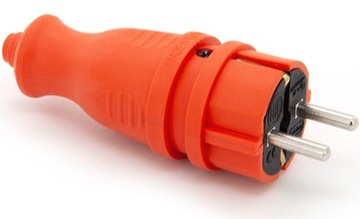 Wtyczka gumowa hermetyczna 230V IP 44 16A schuko, kolor pomarańczowy,