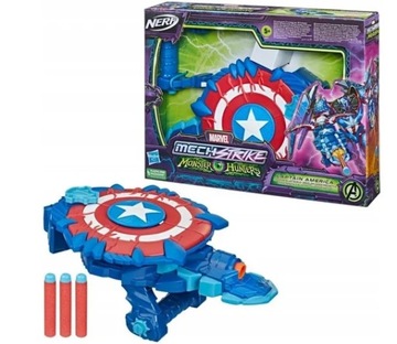 NERF ПИСТОЛЕТ ЩИТ КАПИТАН АМЕРИКА КОСТЮМ MARVEL + ЖУРНАЛ 20 СТРЕЛ
