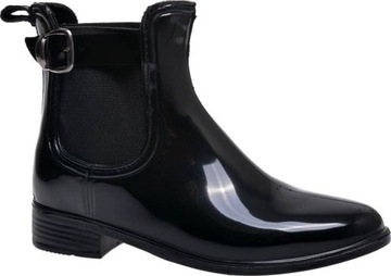 KALOSZE DAMSKIE SZTYBLETY KLAMERKA czarny 38