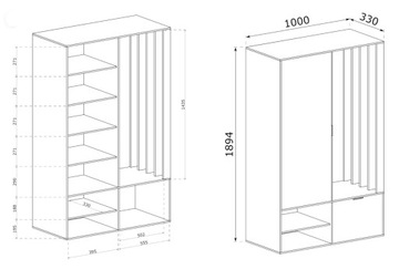 Garderoba do przedpokoju lustro drążek lamele MILO