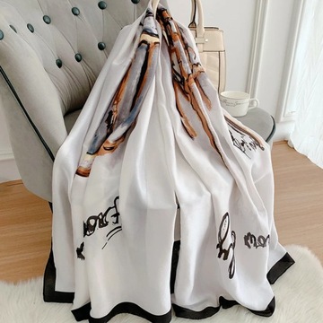 180*90cm Spain Luxury Silk Scarf Women Designer