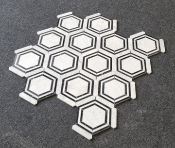 MOZAIKA MARMUROWA GLAMOUR HEXAGON BLACK & WHITE