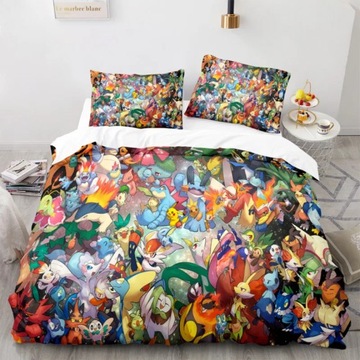 ZESTAW POŚCIELI WE WZÓR PIKACHU EEVEE CHARIZARD ZESTAW POSZWA NA KOŁDRĘ