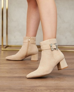 БЕЖЕВЫЕ ЖЕНСКИЕ БОТИНКИ НА КАБЛУКЕ MASEMART 41