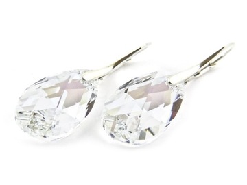 Srebrne Kolczyki z kr. Swarovski Migdały 22mm MOL