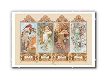 Альфонс Муха Времена года - постер для гостиной отеля