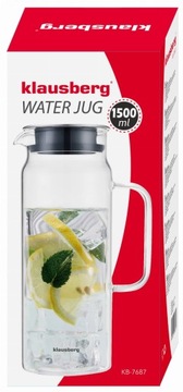 Стеклянный кувшин объемом 1,5 л для воды, соков и напитков KLAUSBERG KB-7687