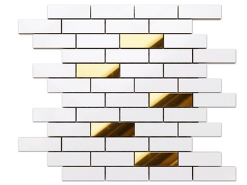 MOZAIKA BIAŁA WHITE MATOWA GOLD CEGIEŁKA MUREK