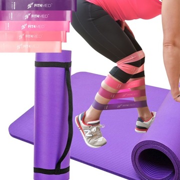 НАБОР ДЛЯ ДОМАШНИХ ТРЕНИРОВОК ФИТНЕС 5 РЕЗИНОВ ТОЛСТЫЙ КОВРИК ДЛИННЫЙ ТВЕРДЫЙ ПРОЧНЫЙ РЕЗИНА