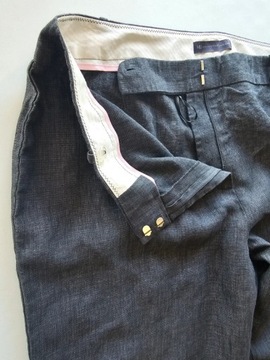 M&S spodnie lniane czarne węgiel prosta nogawka maxi 48
