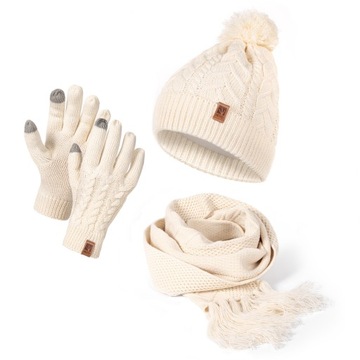 ЖЕНСКАЯ ЗИМНЯЯ ШАПКА, ШАРФ, СЕНСОРНЫЕ ПЕРЧАТКИ