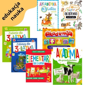 Milusi PAKIET dla 3 latka z naklejkami aż 7 książeczek duże naklejki