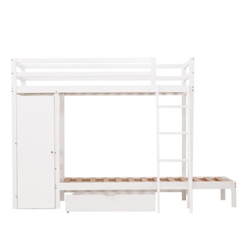 SOSNOWE ŁÓŻKO PIĘTROWE Z SZAFĄ I SZUFLADAMI ŁÓŻKO DZIECIĘCE 90X200 CM
