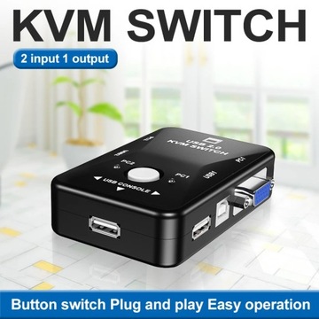 OULLX KVM-переключатель, VGA-разветвитель, кабель USB 2.0, коробка для USB-клавиатуры, мыши