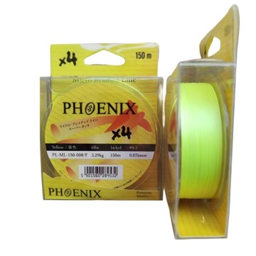 PLECIONKA Phoenix braided x4 okragła FLUO YELLOW 0,04 - 150m