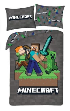 POŚCIEL 140x200 MINECRAFT ALEX STEVE CREEPER DIAMOND SWORD MŁODZIEŻOWA