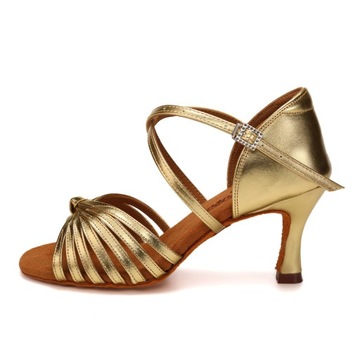 BUTY DO TAŃCA TANECZNE POŁYSKUJĄCE ZŁOTE 7,5cm