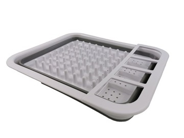 БОЛЬШАЯ ПОДСТАВКА ДЛЯ СУШИЛКИ ПОСУДЫ С ПОДДОНЕМ, ОДНОУРОВНЕВАЯ, СИЛИКОНОВАЯ