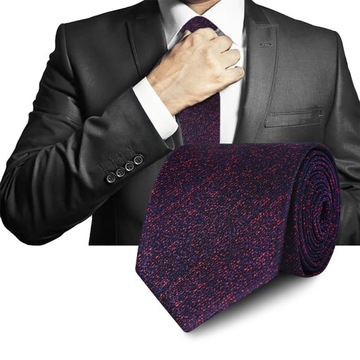 Elegancki krawat męski klasyczny granatowy melanż