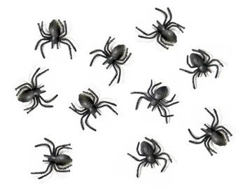 PAJĄKI PLASTIKOWE CZARNE HALLOWEEN DEKORACJA DOMU IMPREZOWE PAJĄCZKI 10szt