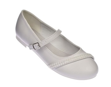 Buty komunijne białe balerinki pełne dla dziewczynki komunia 46/24 roz. 36