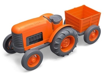 Traktor z przyczepą Ciągnik do zabawy pomarańczowy Green Toys