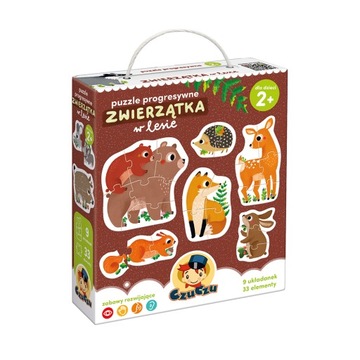 Puzzle czuczu 33 elementów progresywne Zwierzątka w lesie . Zabawa i Nauka