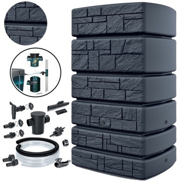 РЕЗЕРВУАР ДЛЯ ДОЖДЕВОЙ ВОДЫ Waterform Tower Stone [500 л] АНТРАЦИТ PROSPERPLAST