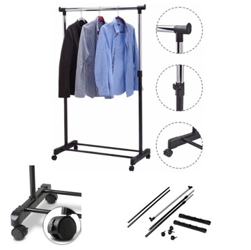 Wieszak Na Ubrania Stojak Metalowy Loftowy Na Kółkach Garderoba Podłogowa