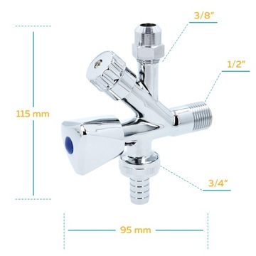 Угловой клапан COMBI с грибовидной головкой 1/2x3/4x3/8 GZ Стиральные машины Посудомоечные машины РАЗЪЕМ ДЛЯ АКБ
