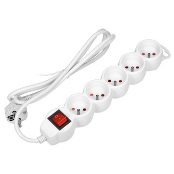 Przed?u?acz 5-krotny 2P+Z, z wy??cznikiem, 5m H05VV-F 3x1,0mm?, Imax=10A, b