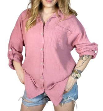 KOSZULA DAMSKA MUŚLINOWA - LUŹNA OVERSIZE Italy