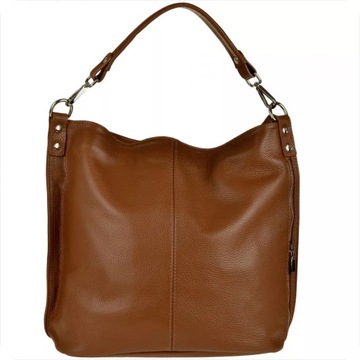 Real Leather Torebka shopper Skóra naturalna brązowy z Włoch [SKU]