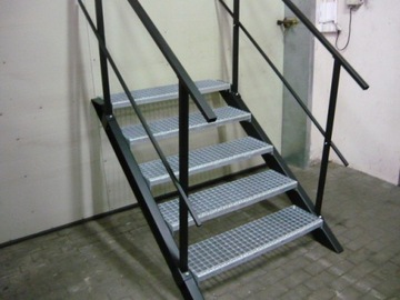 Schody metalowe CSYSTEM stopnie ocynkowane 90x27cm +2xbarierka, kompletne