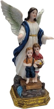 FIGURA ANIOŁ STRÓŻ PRZEPROWADZAJĄCY PRZEZ KŁADKĘ, ANIOŁ OPIEKUN 19 cm