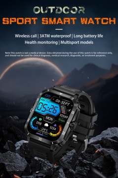 1 шт. мужские тактические военные умные часы, экран HD 1,96