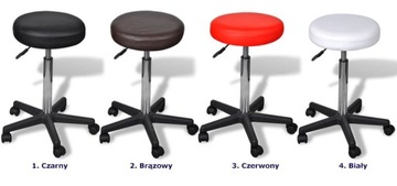 CZERWONY TABORET NA KÓŁKACH == STOŁEK TAPICEROWANY