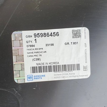 CHEVROLET SPARK 10- NOVÝ NÁRAZNÍK ZADNÍ 95986456