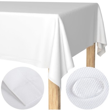 Obrus plamoodporny biały 140x180 gruby gładki zakładka 4 cm Elegant Polski