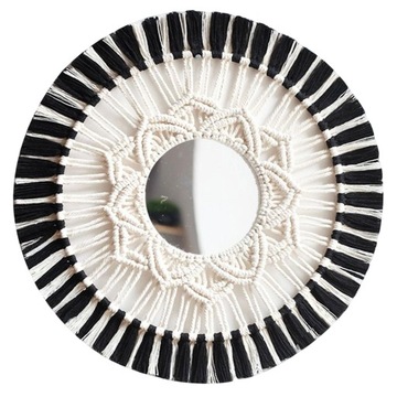 Wiszące lustro ścienne Wall Art Fringe Bohemia Black