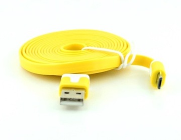 USB - плоский кабель microUSB, 3 м