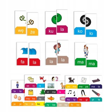 Puzzle wyrazowe (sylaby otwarte) ZALAMINOWANE